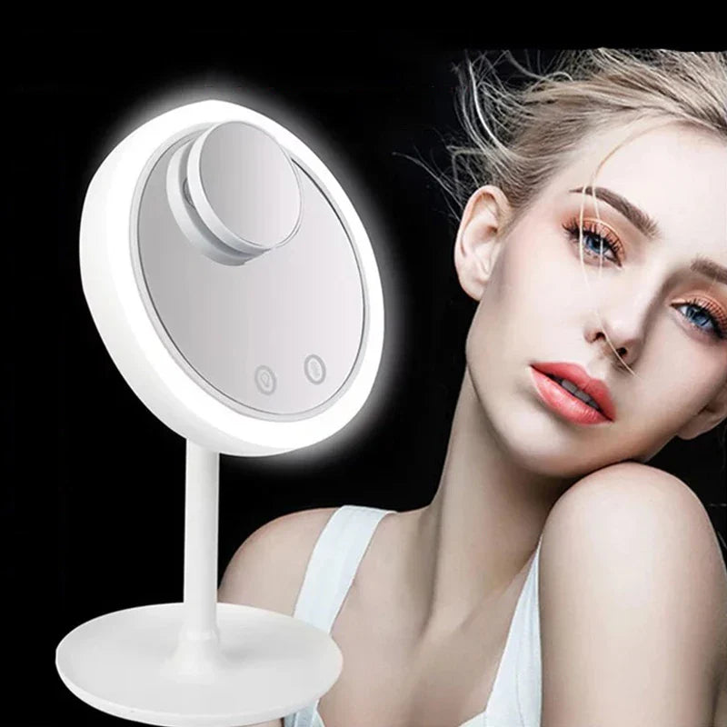 LED Vanity Mirror With Fan Function Beauty Mirrors X5 Magnifying Glass Touch Screen Removable Desktop Make Up Mirror