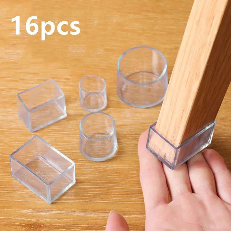 16PCS Rubber Chair Leg Caps Non-slip Silent Square Table Foot Dust Cover Socks Floor Protector Pads Pipe Plugs Furniture Feet