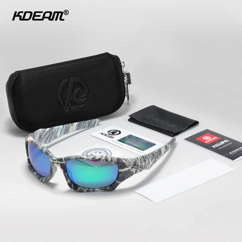 KDEAM Outdoor Sports Polarized Sunglasses Men Curve Cutting Frame Stress-Resistant Lens Shield Sun Glasses Women KD0623