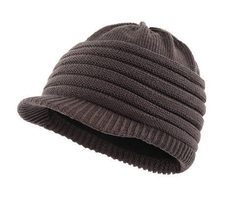 Connectyle Men's New Style Winter Hat with Visor Acrylic Soft Fleece Lined Cable Knitted Beanie Male Newsboy Daily Warm Cap