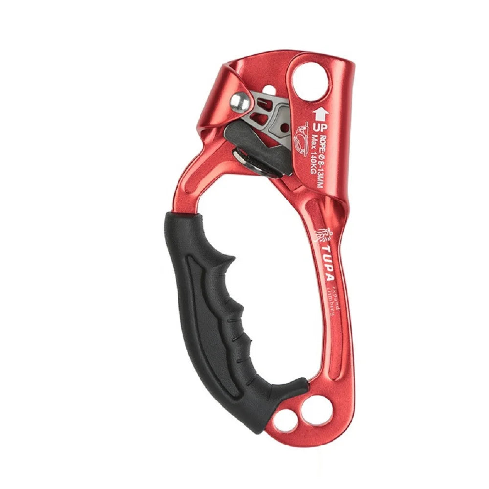 SRT Rock Climbing Hand Ascender Alloy Rigging Rope Ergonomic Handled Riser Rappelling Gear Equipment Left Arborist Tree Climber