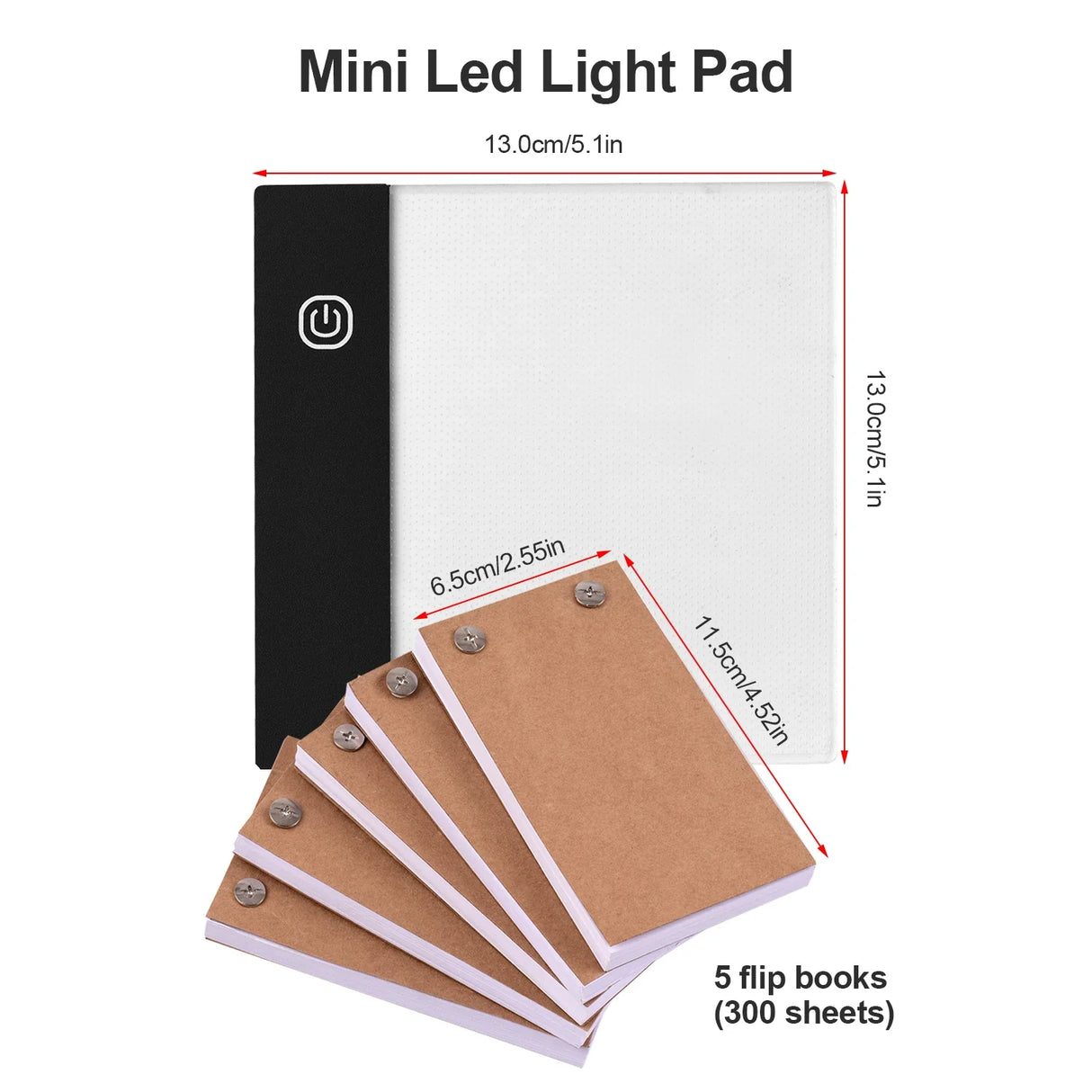 Flip Book Kit with Mini Light Pad LED Lightbox Tablet Design with Hole 300 Sheets Flipbook Paper Binding Screws for Drawing