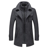 New Winter Wool Coat Men Fashion Double Collar Thick Jacket Single Breasted Trench Coat Men Casual Wool Blends Overcoats Men