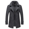 New Winter Wool Coat Men Fashion Double Collar Thick Jacket Single Breasted Trench Coat Men Casual Wool Blends Overcoats Men