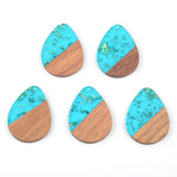 10PCS Water Drop Earrings Accessories Natural Wood & Resin Splicing Hand Made DIY Making Charms Jewelry Findings & Components