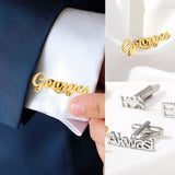 Custom Name Initials Logo Cufflinks Studs Stainless Steel Buttons Engraved Gold Color Tie Clip Men's Wedding Necktie Accessories