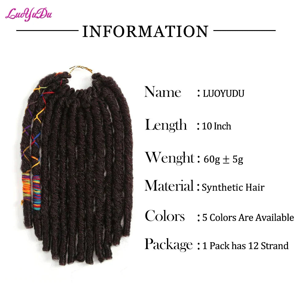 LUOYUDU Crochet Hair Dreadlocks Faux Locs Braiding Hair Extensions Synthetic Dreadlock Jumbo 10 inch 12 Strands Organic Hair