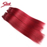 Sleek Brazilian Straight Hair Brown Color 4 and Red 99J Natural Weave Remy Human Hair 4 Bundles Deal 190 Grams Per Lot