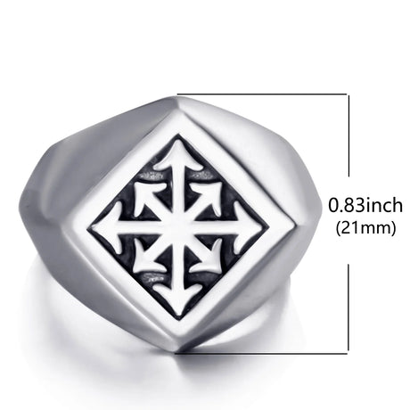 Elfasio Mens Stainless Steel Rings Gothic Magic 8 Pointed Chaos Star Cross Fashion Vintage jewelry Size 7-15