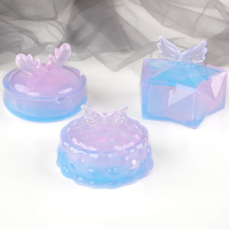 DIY Clouds Stars Ashtray Crystal Epoxy Resin Mold With Lid Wings Antler Elk Storage Box Mirror Silicone Mold