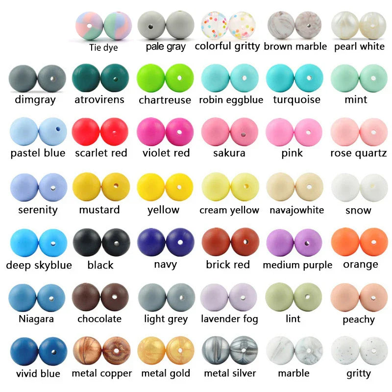 Silicone Bead Wholesale 500pcs/lot Silicone Beads 12mm & 15mm Round Shape Baby Teether Silicone BPA Free DIY Teething Accessory