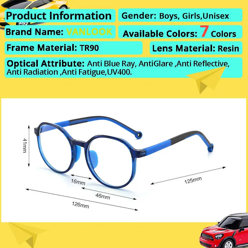 Children&#39;s Computer Blue Anti Light Glasses Girl Boys TR90 Eye Protect Eyeglasses Kids Transparent Optical Spectacle Frame