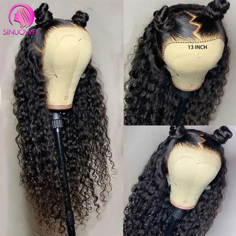 28 30Inch 13x4 Transparent Lace Frontal Wig Kinky Curly Remy Human Hair Wigs Pre Plucked 4x4 Curly Lace Front Wigs 180 Density