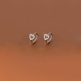 WOOZU 925 Sterling Silver INS Minimalism Sweet Love Heart CZ Zircon Hoop Earrings For Women Girl Small Ear Buckle Jewelry Gift