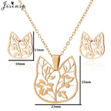 Cute Deer Cat Animal Jewelry Sets for Women Stainless Steel Triangle Star Moon Necklace Pendant Girls Christmas Accessories 2021