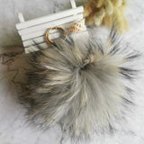 Big Size 15cm Real Fox Fur Ball Keychain Natural Raccon Fur Tassels Leather Strap Key Chain Ring Pendant For Women Charm f278