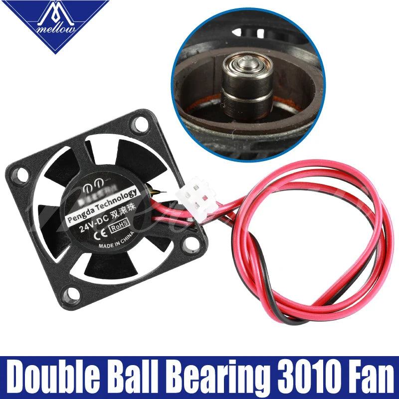 Mellow 12V/24V V6/V5 radiator dual ball bear 3010 fan 30*30*10mm DC small fan cooling extruder 3d printer accessories parts