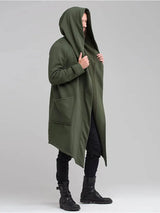 Men's Hooded Cardigan Trench Coat Streetwear Solid Color Hooded Windbreaker with Hood Autumn/Winter Jackets Men Trench Coat 2023