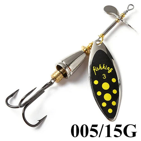 FISH KING 15g Spinner Artificial Bait Fishing Lure Willow Leaf Blades Hard Bait With Treble Hook for Pike Fishing Accessories