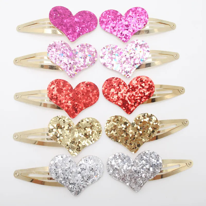 10pcs/lot Small Size Girls Hairclips Glitter Heart  Birthday Gift Baby Girls Hair Accessories Kids  Hair Clip For Children