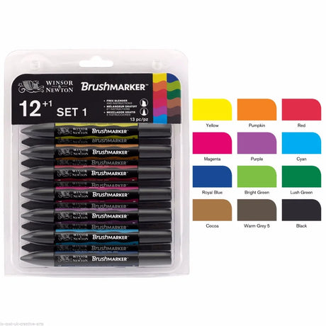 Winsor & Newton Brushmarker Set 6 Colors 12 Colors Soft Brush Tip Twin Tip Brush Markers Alcohol Based Art Pens