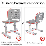 70/80 CM Kids Desk and Chair Set Height Adjustable Children Learning Table Sturdy Desktop Gray With Reading Stand for Boys Girls