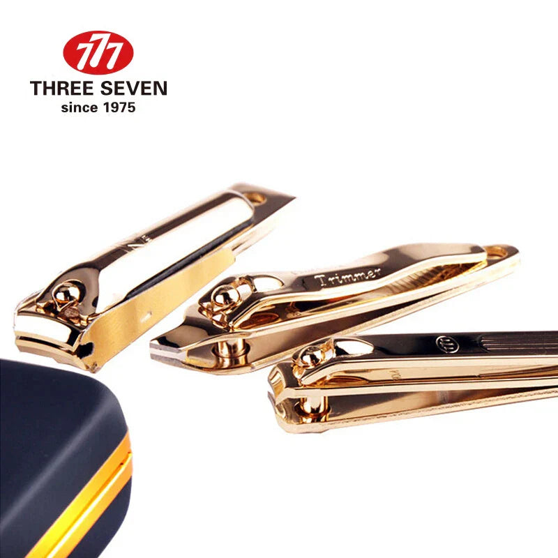 THREE SEVEN/777 Luxury Nail Clippers Trimmers Kit 14K Gold-plated Earpick/Nail file/Eyebrow clip 9 in 1 Nail Art & Tools Kits