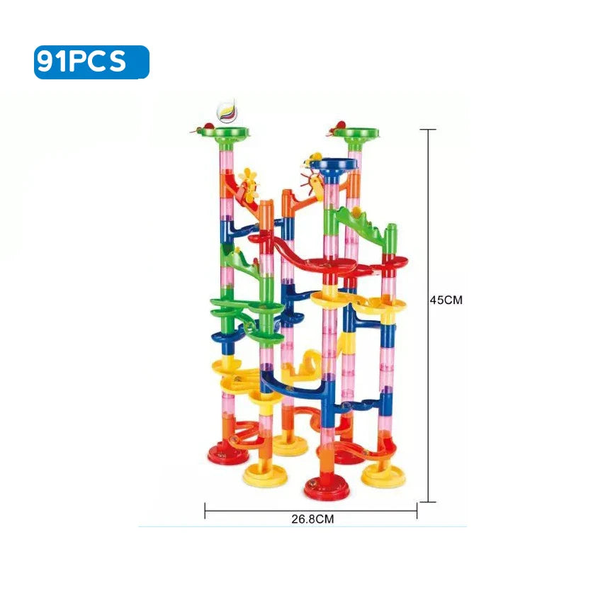 Marble Run Race Track Building Blocks Kids 3D Maze Ball Roll Toy DIY Marble Run Race Coaster Set 80/105/109/133pc Christmas Gift