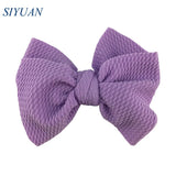 20pcs/lot High Quality 4.5'' Solid Seersucker Waffle Bow Knot with Clip Girl Party Headdress Accessories HDJ157