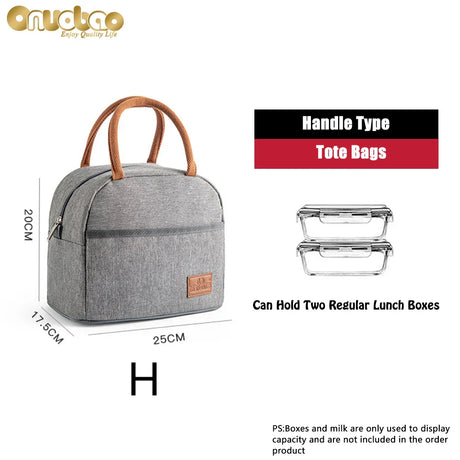 Thermal Lunch Bag for Men&Women Gray Oxford Cloth Aluminum Foil Insulation Shoulder Bag Waterproof Picnic cooler Bag