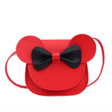 Baby Girl Cartoon Crossbody Bag, Cute Mouse Ear Bowknot Magnetic Snap Shoulder Bag