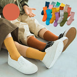 4 Pairs/pack Children's Socks Spring Autumn New Boys Girls Socks Trendy Candy Color Japanese Double Needle Tube Sock Baby Socks