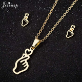 Cute Deer Cat Animal Jewelry Sets for Women Stainless Steel Triangle Star Moon Necklace Pendant Girls Christmas Accessories 2021