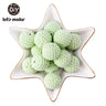 Let's Make 100Pcs Crochet Beaded Wood Teether 16mm Round Baby Wooden Teether Crochet Toys Braided Teething Beads Baby Oral Care