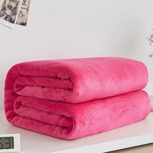 Soft Warm Coral Fleece Flannel Blankets For Beds Faux Fur Mink Throw Solid Color Sofa Cover Bedspread Winter Plaid Blankets