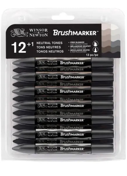 Winsor & Newton Brushmarker Set 6 Colors 12 Colors Soft Brush Tip Twin Tip Brush Markers Alcohol Based Art Pens