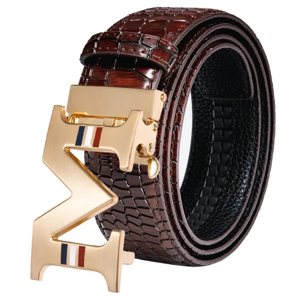 High Quality Mens Belts Black Brown Blue White Green Leather Straps Casual Gold Automatic Buckles Waistband Belt for Men Wedding