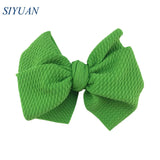 20pcs/lot High Quality 4.5'' Solid Seersucker Waffle Bow Knot with Clip Girl Party Headdress Accessories HDJ157