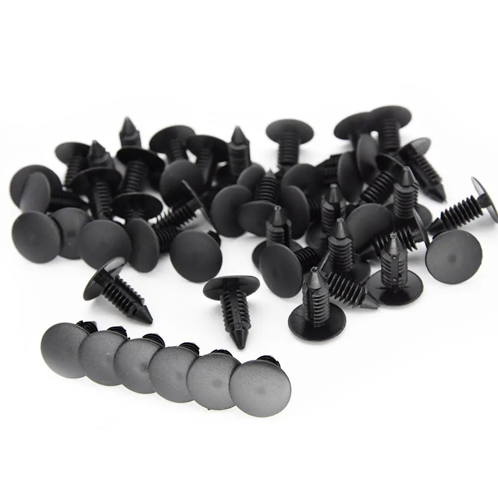 10Pcs/Set Black Plastic Rivets Clips 7.8mm Hole Car Auto Fasteners Fender Bumper Shield Retainer Universal For Ford Cars Trucks