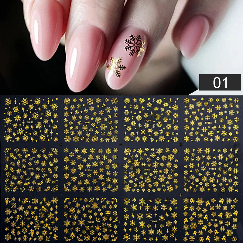 12 Designs Nail Stickers Set Mixed Floral Geometric Nail Art Water Transfer Decals Sliders Flower Leaves Manicures Decoration