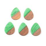 10PCS Water Drop Earrings Accessories Natural Wood & Resin Splicing Hand Made DIY Making Charms Jewelry Findings & Components