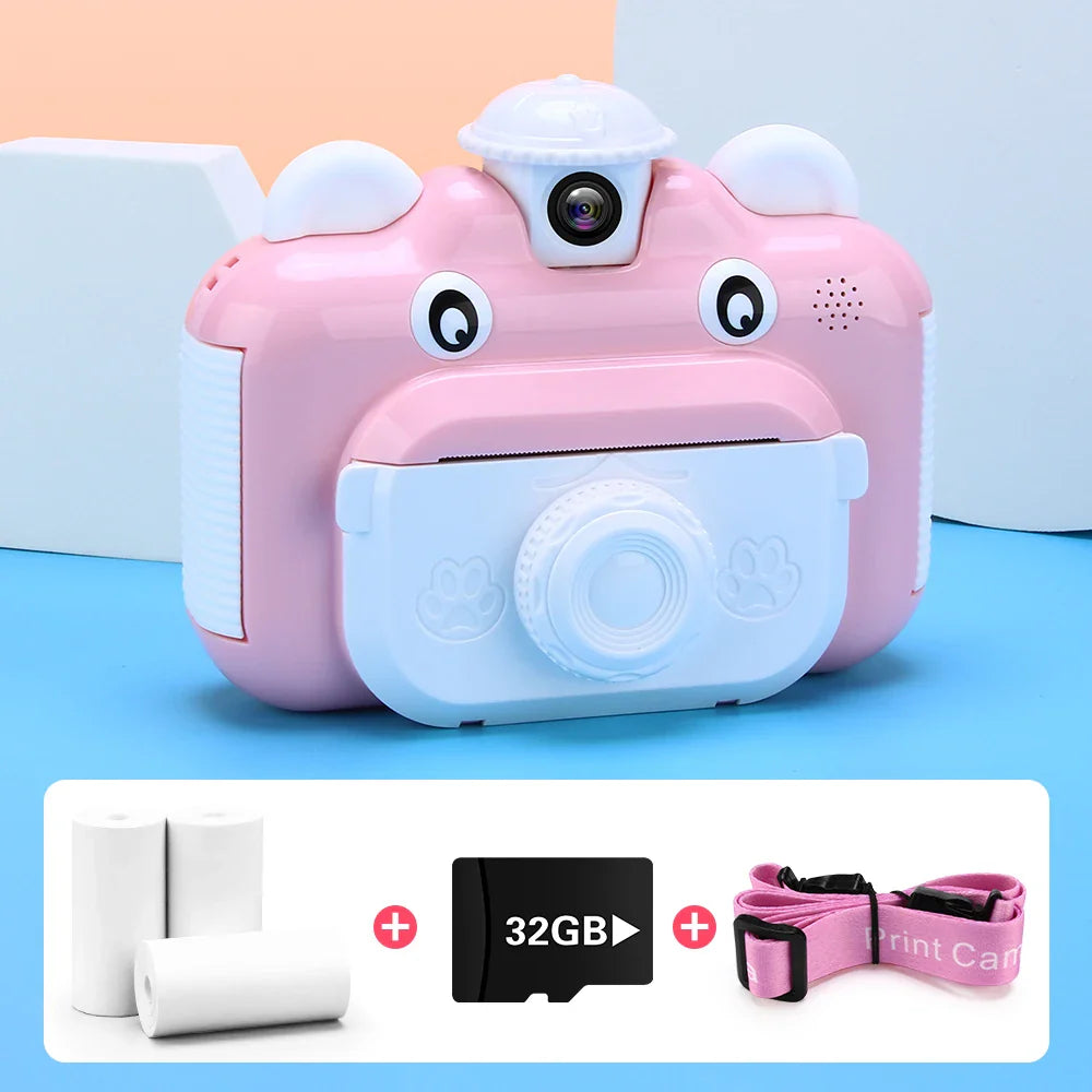 Kids Camera Instant Print Camera for Children 1080P HD Video Photo Camera Toys with 32GB Card