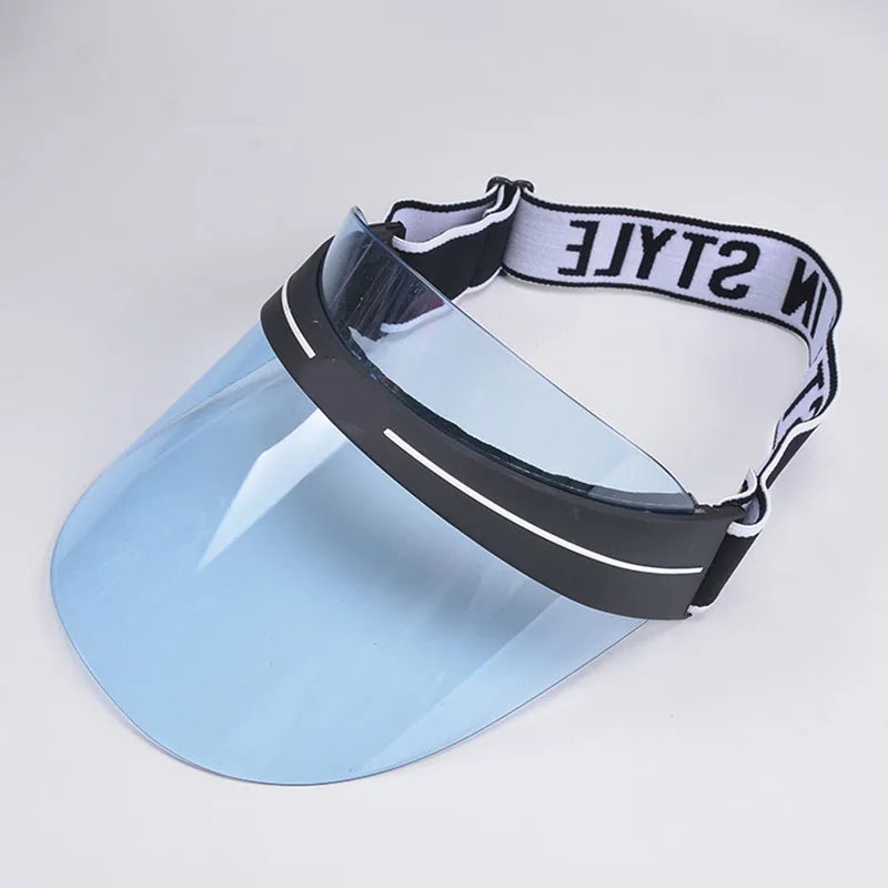 Women Fashion Letter Sports Sunshade Travel Sunscreen Driving Baseball Cap Female Transparent PVC Plastic Empty Top Sun Hat