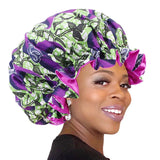 Women's Satin African Pattern Sleeping Hat Elastic Band Night Sleep Cap Hair Care Bonnet Nightcap for Women Cap Bonnet