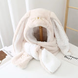 2021 women fashion Cute Cartoon Rabbit ears HatImitation mink Cap girl Winter Warmth Thickened with Scarf gloves one-piece hat