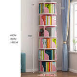 360° Rotating Children's Bookshelf 6 Floor Shelves Cabinet Wooden Storage Rack Furniture Library Sundry Holder Magazine Bookcase