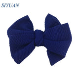 20pcs/lot High Quality 4.5'' Solid Seersucker Waffle Bow Knot with Clip Girl Party Headdress Accessories HDJ157