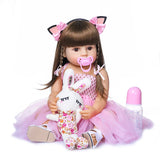 55cm NPK bebe doll reborn toddler girl pink princess baty toy very soft full body silicone girl doll