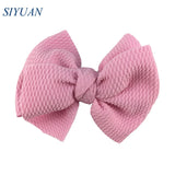 20pcs/lot High Quality 4.5'' Solid Seersucker Waffle Bow Knot with Clip Girl Party Headdress Accessories HDJ157