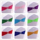 10pcs 50pcs Stretch Spandex Chair Sash Band With Round Buckle Elastic Wedding Chair Bow Tie For Hotel Party Decoration